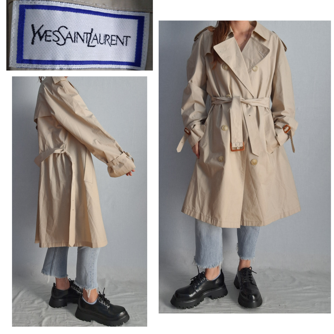 NEWS Vtg 70 s YVES SAINT LAURENT trench rain coat Pickinglemons