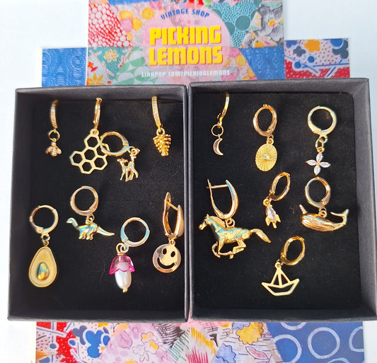 Aros HOOPS huggies GOLD PLATED 18K earrings piercings PENDIENTES