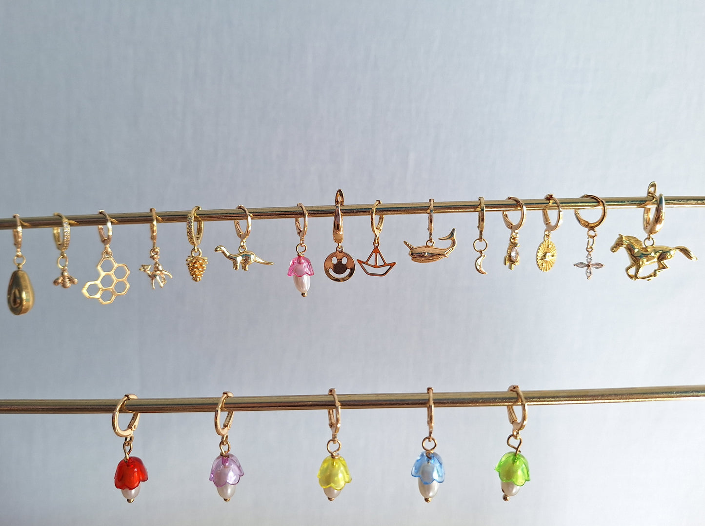 Aros HOOPS huggies GOLD PLATED 18K earrings piercings PENDIENTES