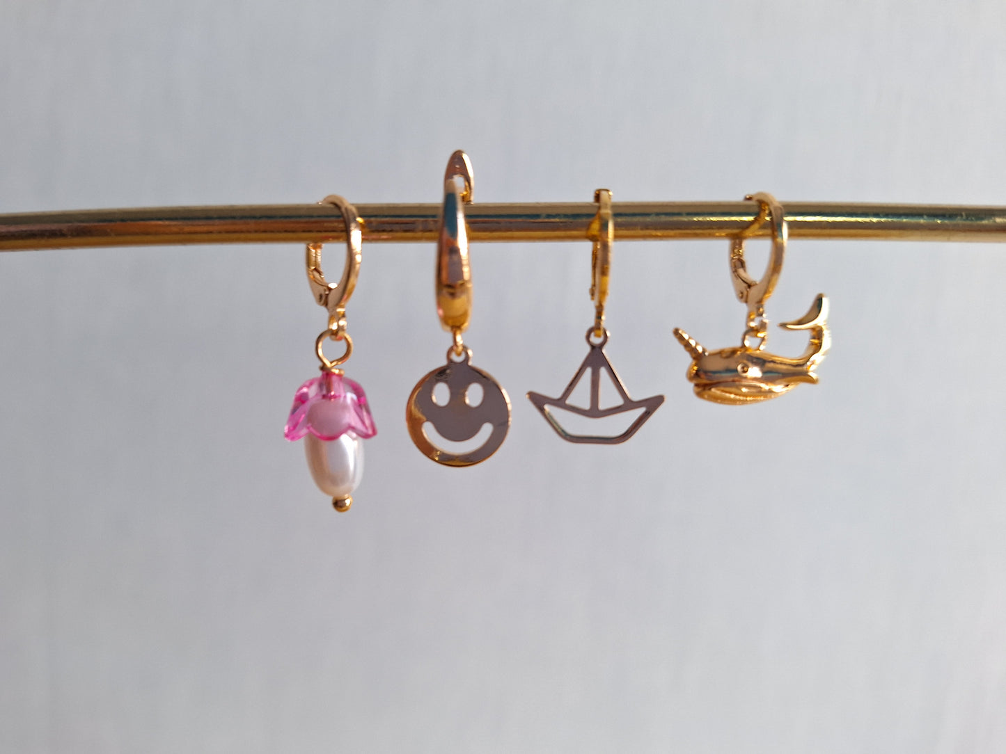 Aros HOOPS huggies GOLD PLATED 18K earrings piercings PENDIENTES