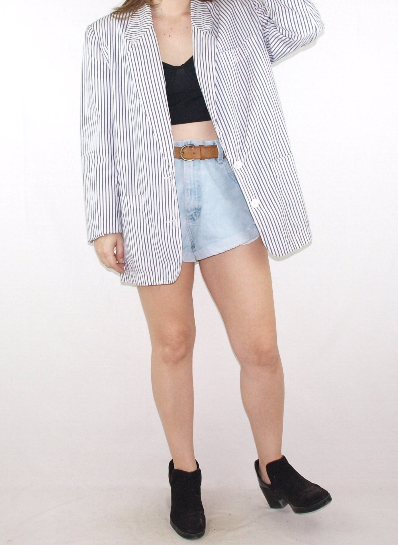 Vintage GEORGES RECH PARIS blazer indigo striped PREPPY