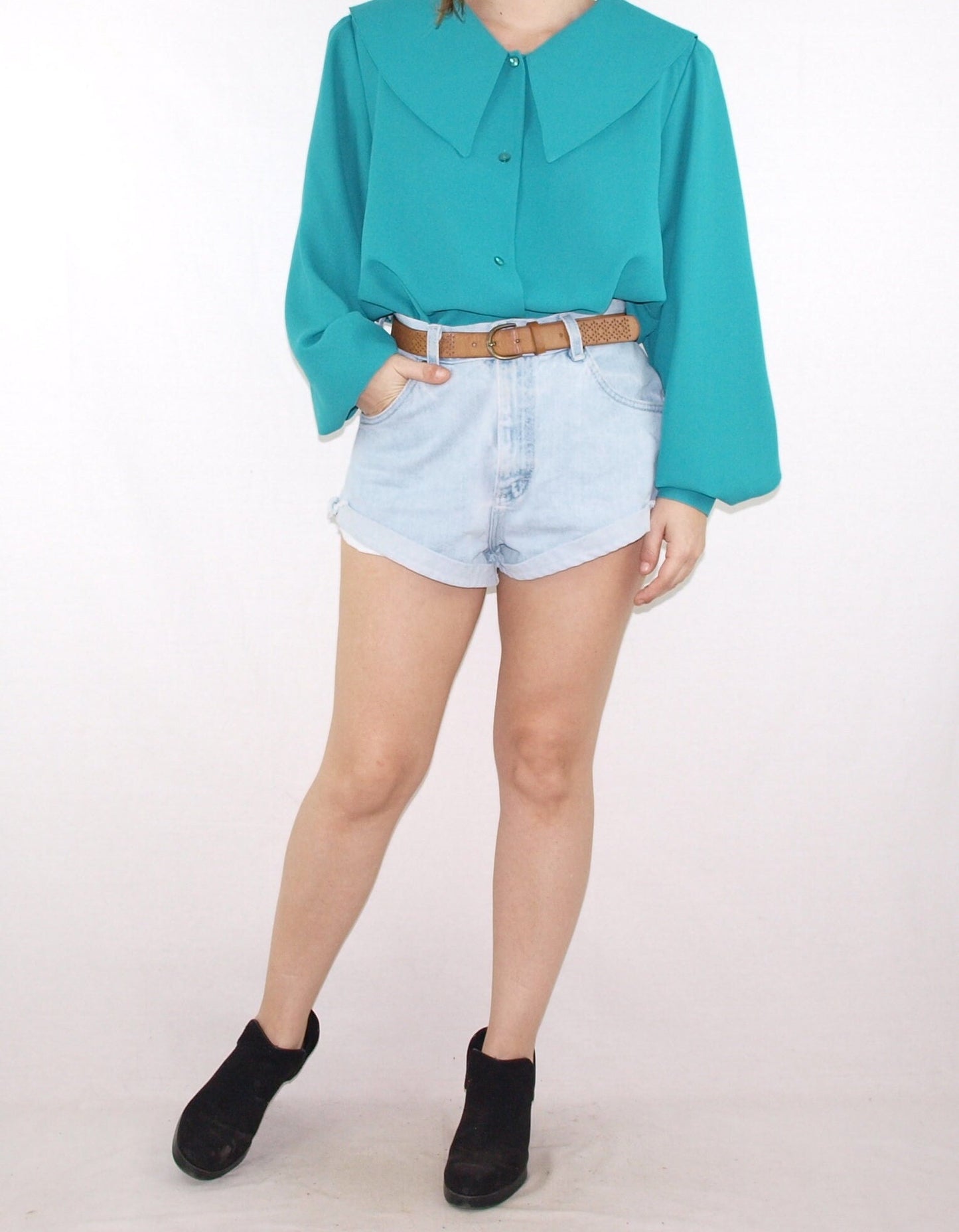 Vintage HUGE COLLAR fluid blouse ECCLECTIC made in Spain DRAPED