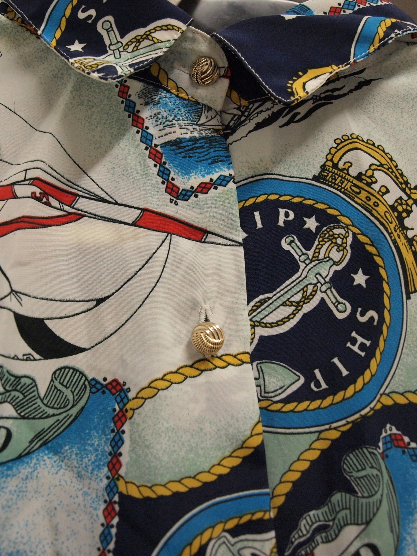 Vintage SCARF BLOUSE made in spain SAILOR navy