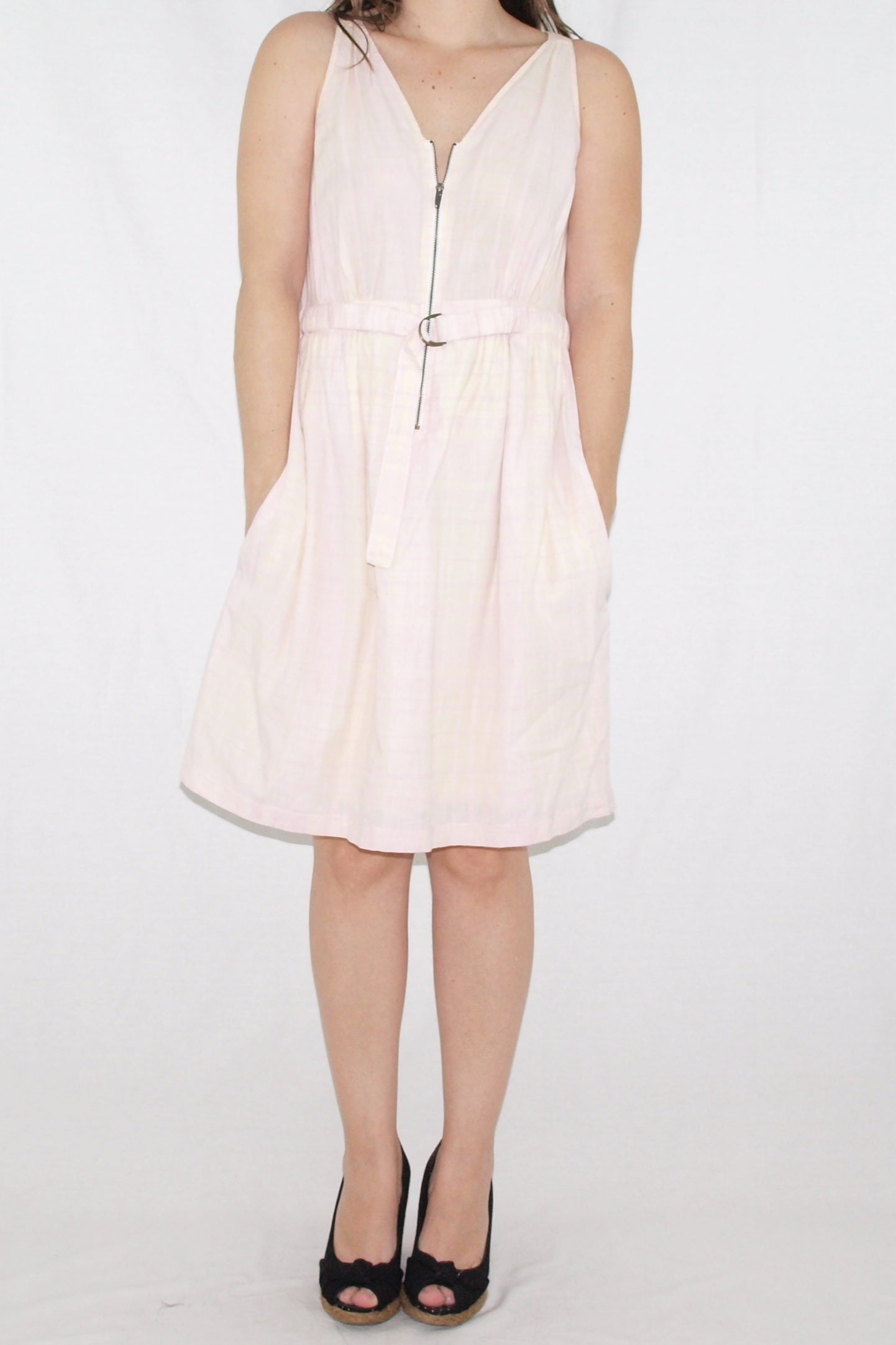 Vintage SESSUN dress PALE PINK + VANILLA madras