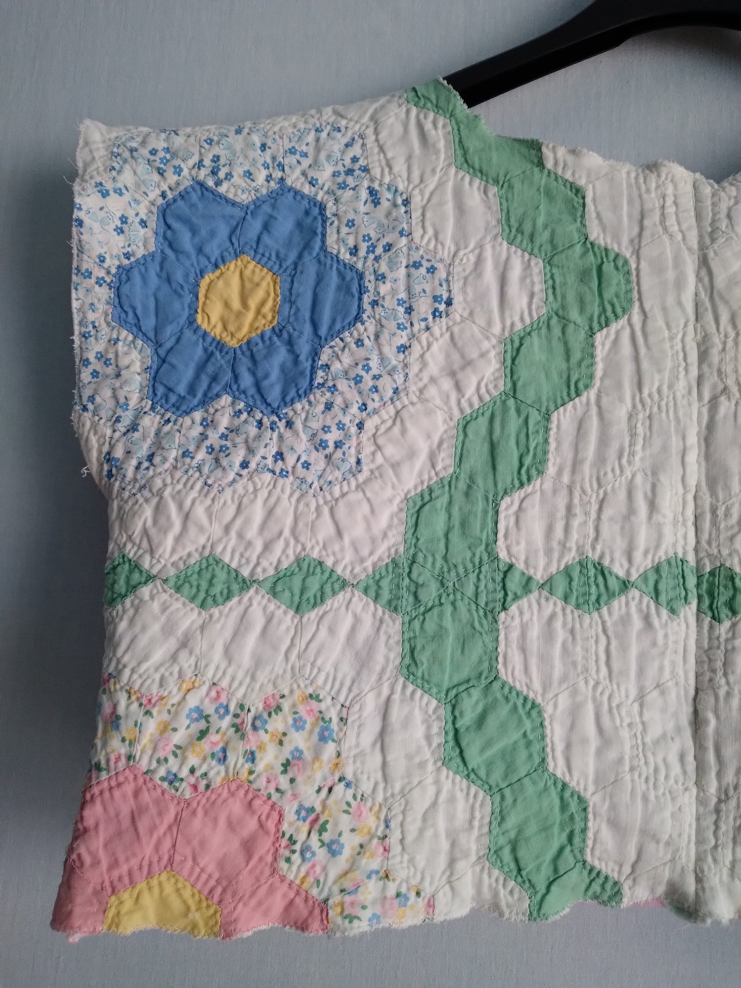 "GRANNY'S GARDEN" TOP. Made with an antique quilt scrap