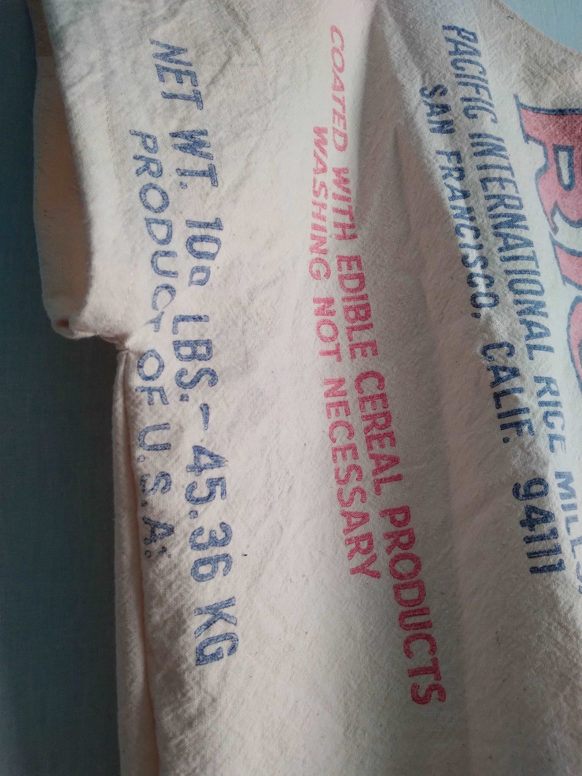 Calrose vintage rice sack top