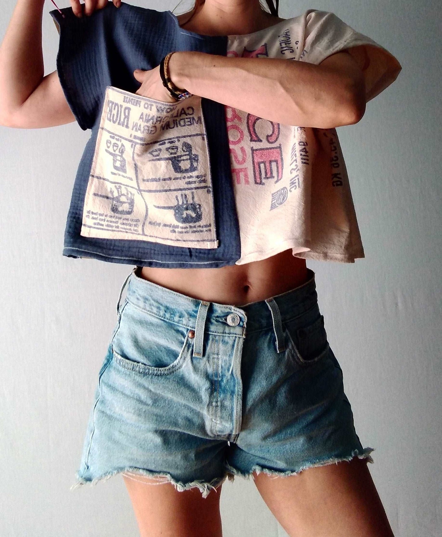 Calrose vintage rice sack top