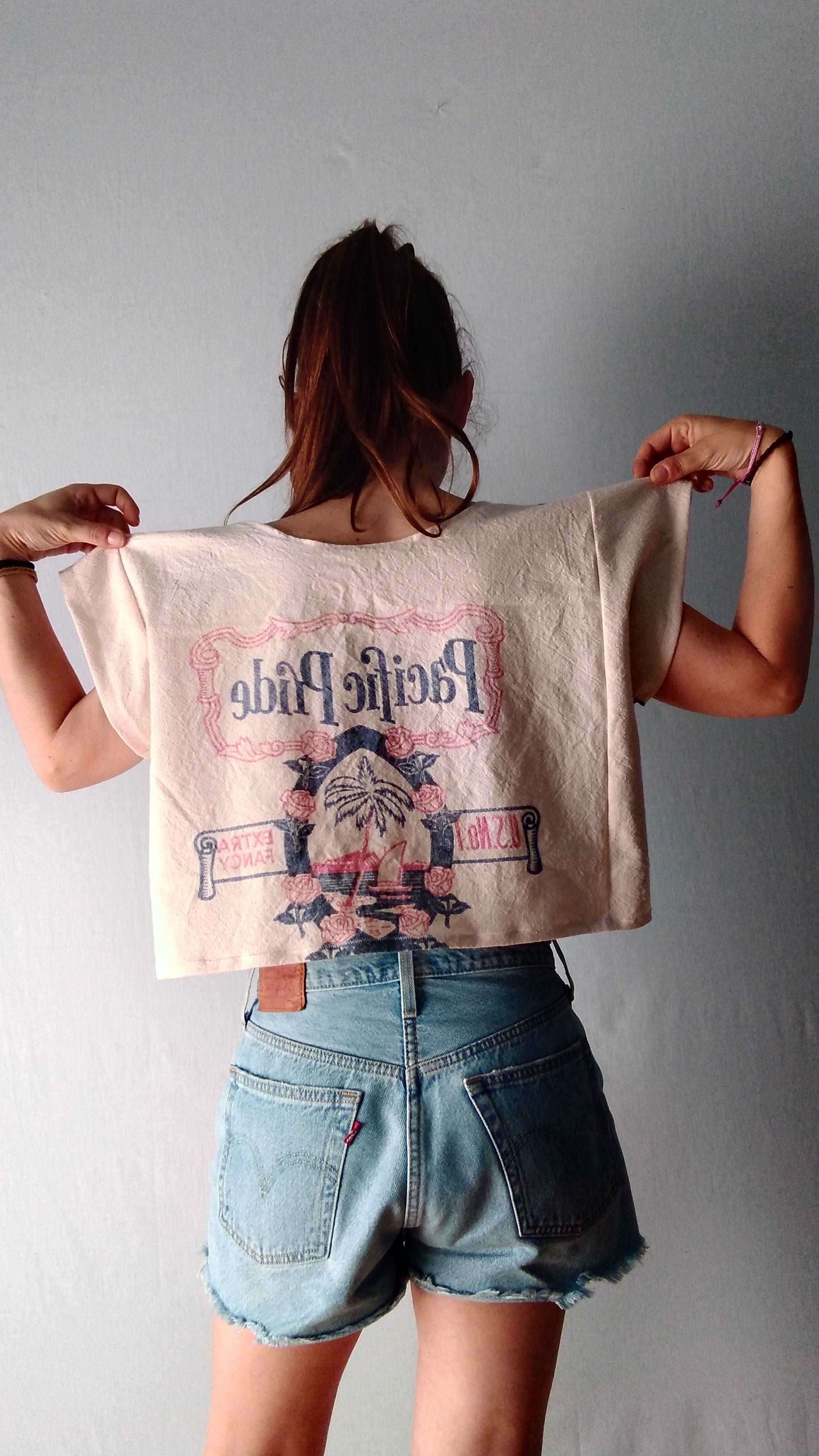 Calrose vintage rice sack top