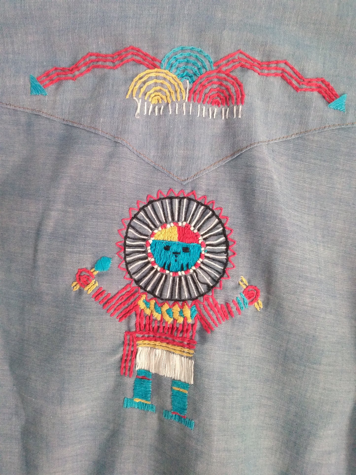 Vintage 50-60's LEE CHAMBRAY SHIRT embroidered MADE IN USA XXS