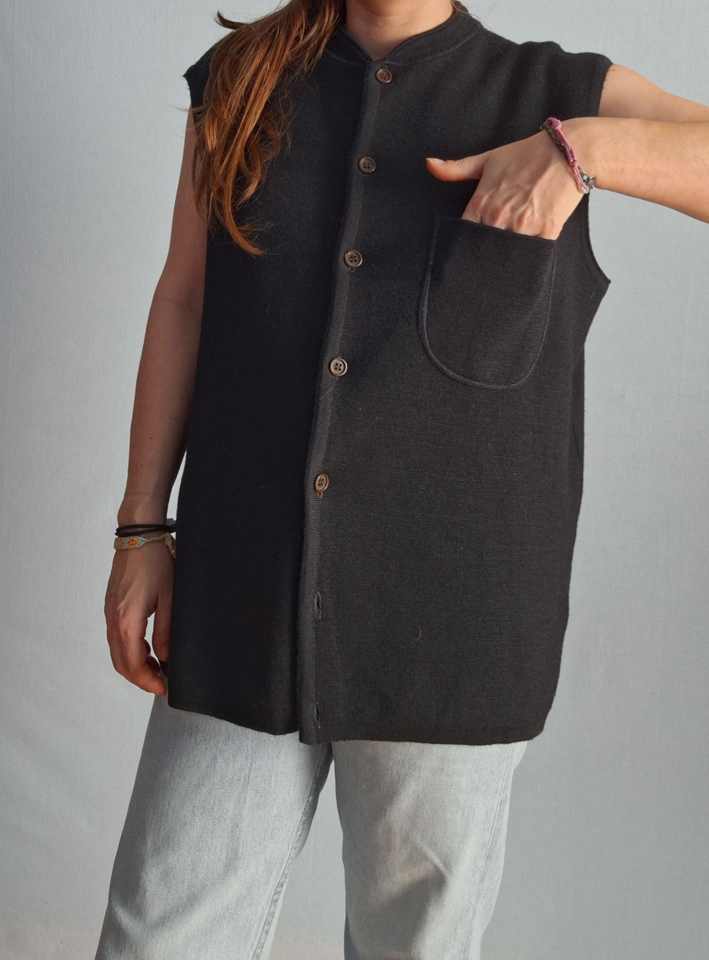 Vintage ADOLFO DOMINGUEZ wool knit vest gilet MADE IN SPAIN