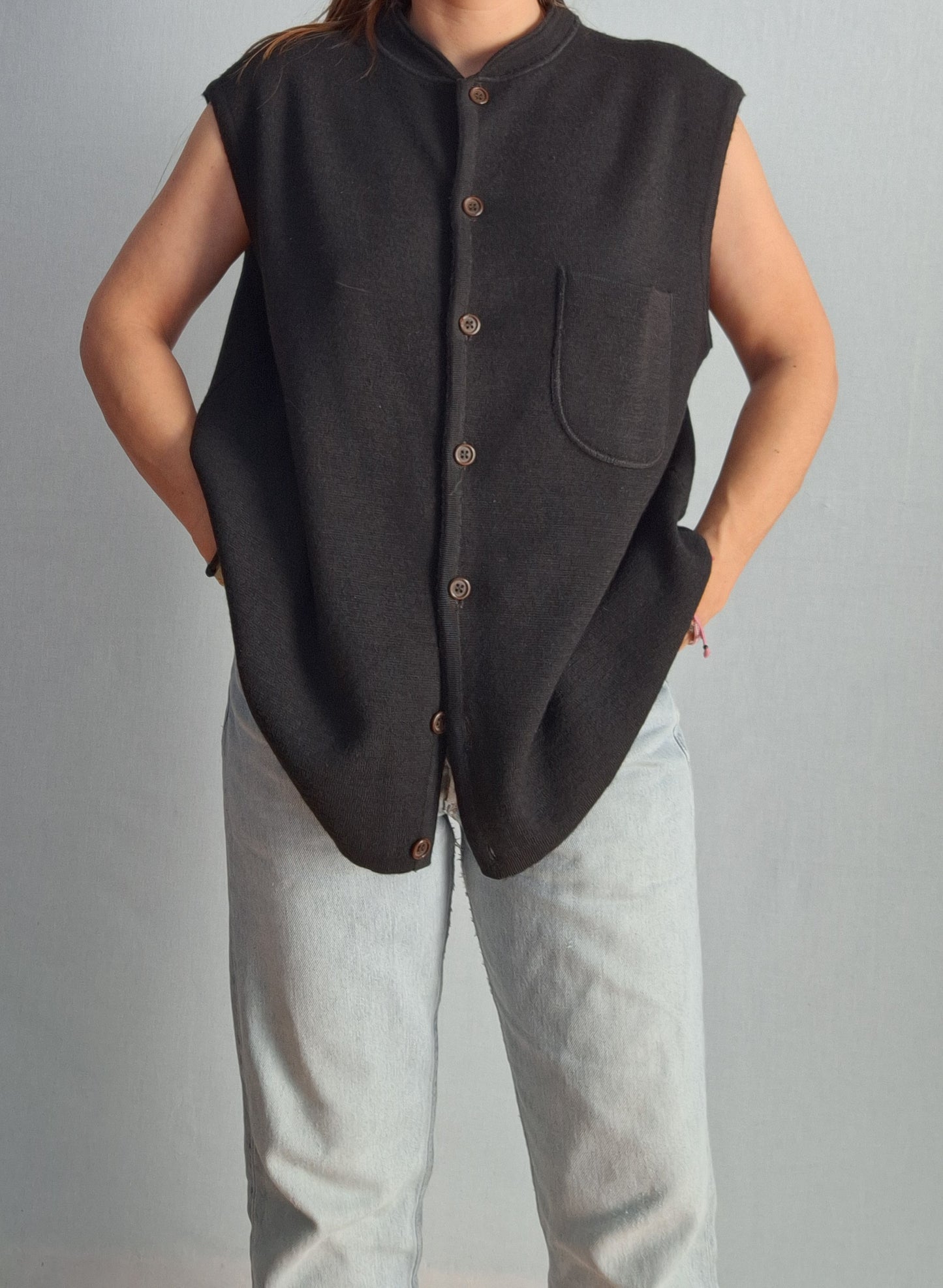 Vintage ADOLFO DOMINGUEZ wool knit vest gilet MADE IN SPAIN