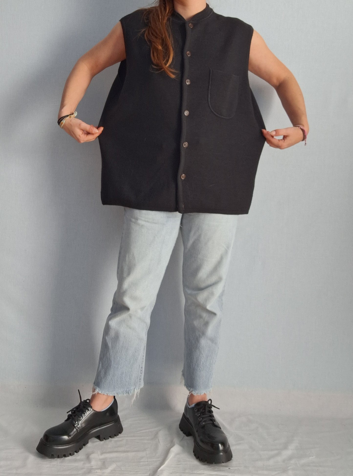 Vintage ADOLFO DOMINGUEZ wool knit vest gilet MADE IN SPAIN