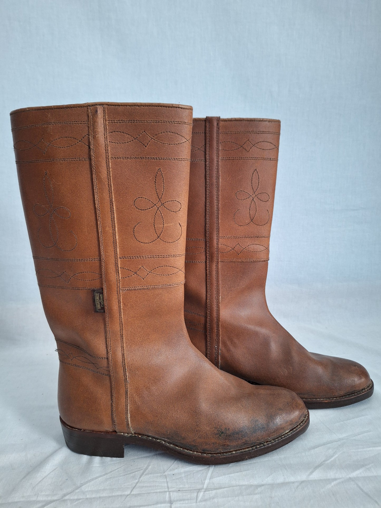 Vintage VALVERDE CAMINO leather boots COGNAC COLOUR handmade in SPAIN size 40