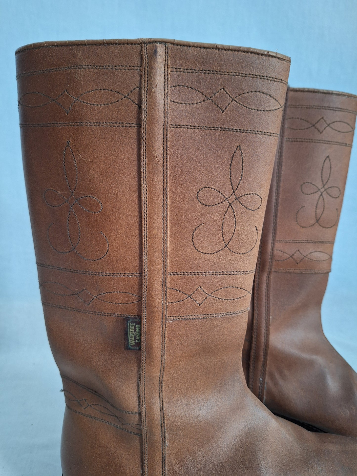 Vintage VALVERDE CAMINO leather boots COGNAC COLOUR handmade in SPAIN size 40