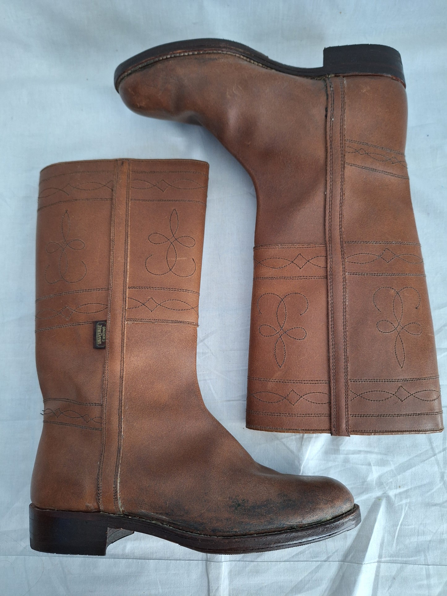 Vintage VALVERDE CAMINO leather boots COGNAC COLOUR handmade in SPAIN size 40