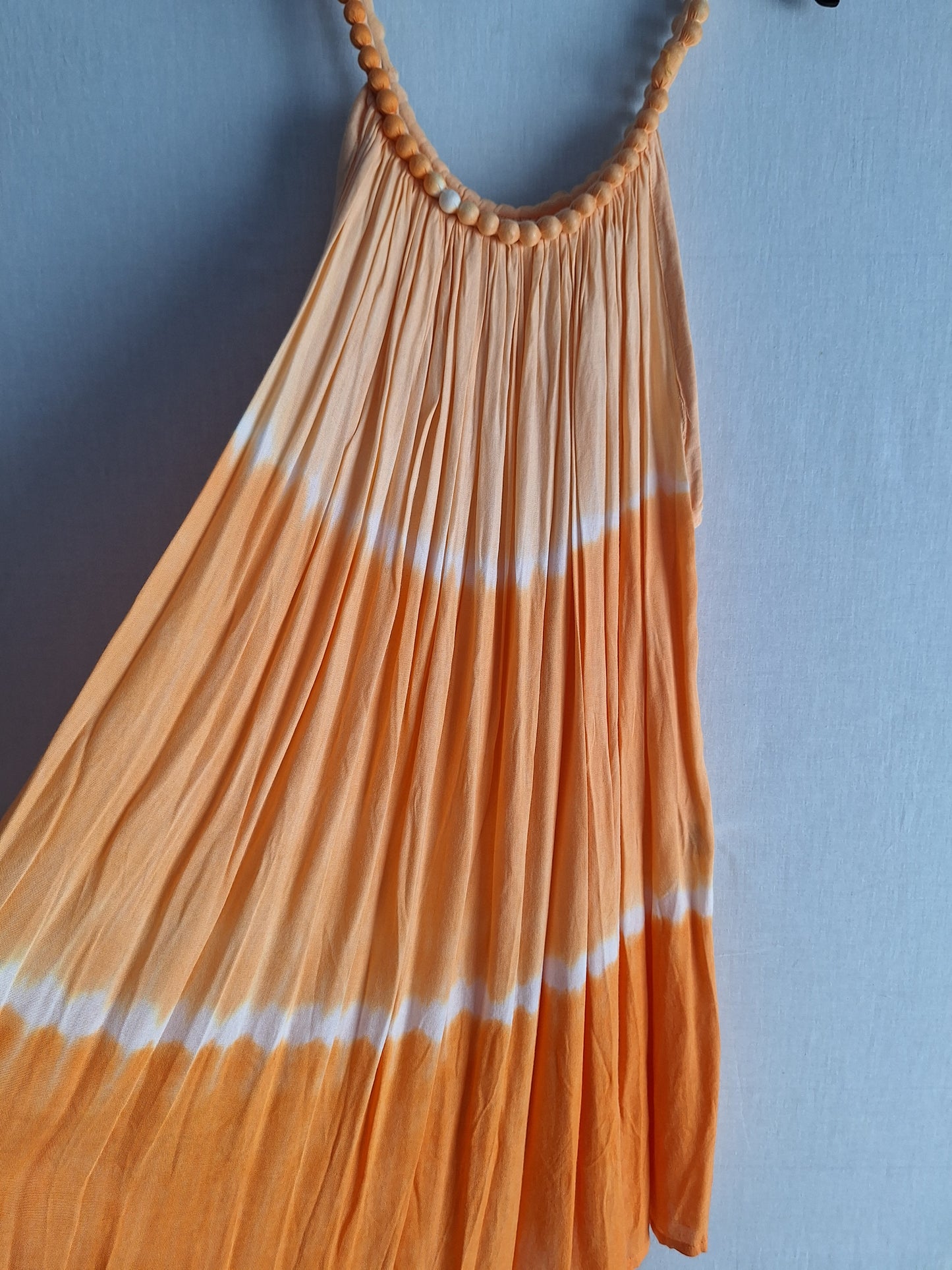 Vintage RAYON dress TYE-DYED draped APRICOT