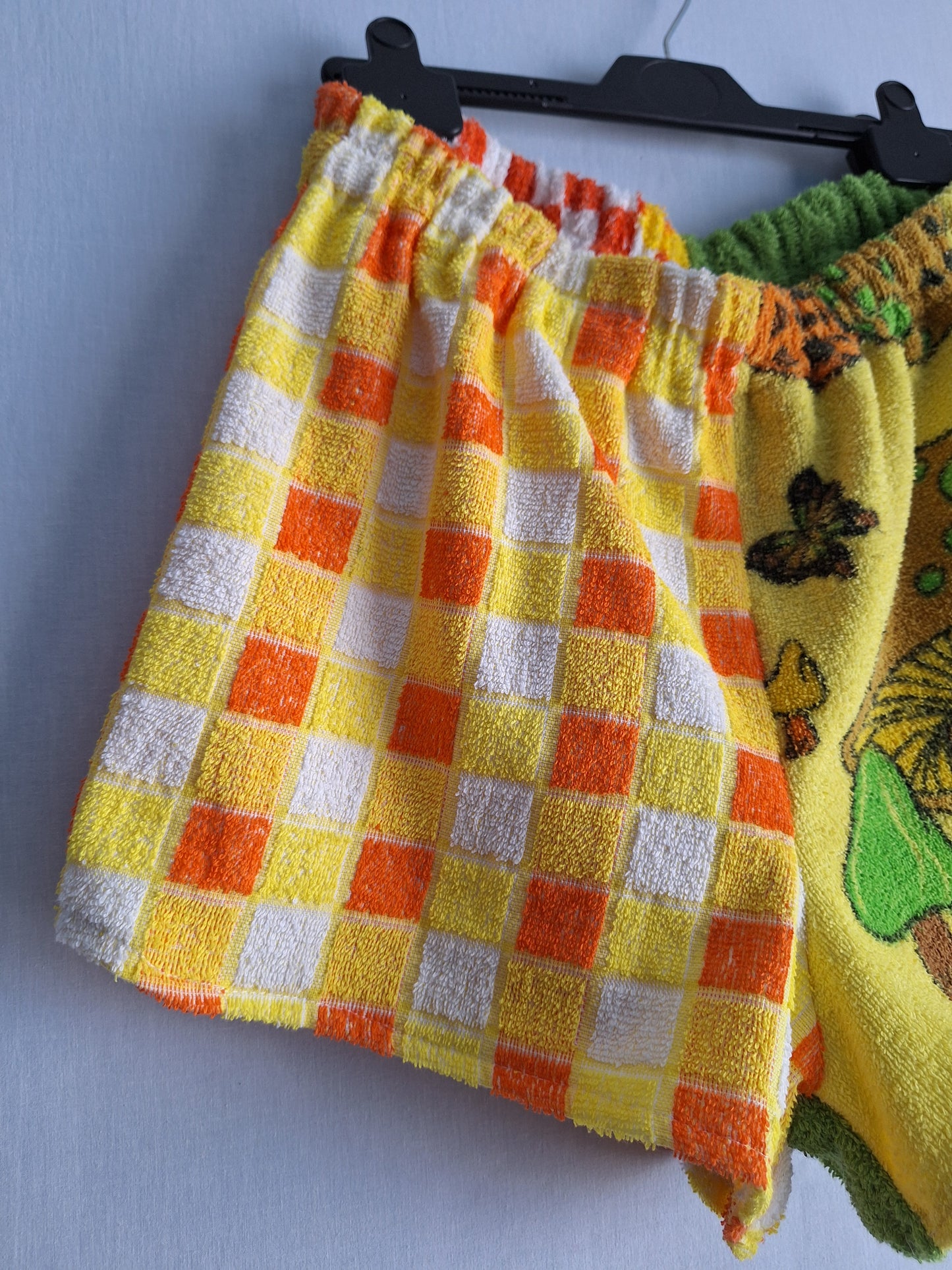 "SETAS & CUADROS" SHORTS 🍄 made with 3 vintage towels. FREE SHIPPING