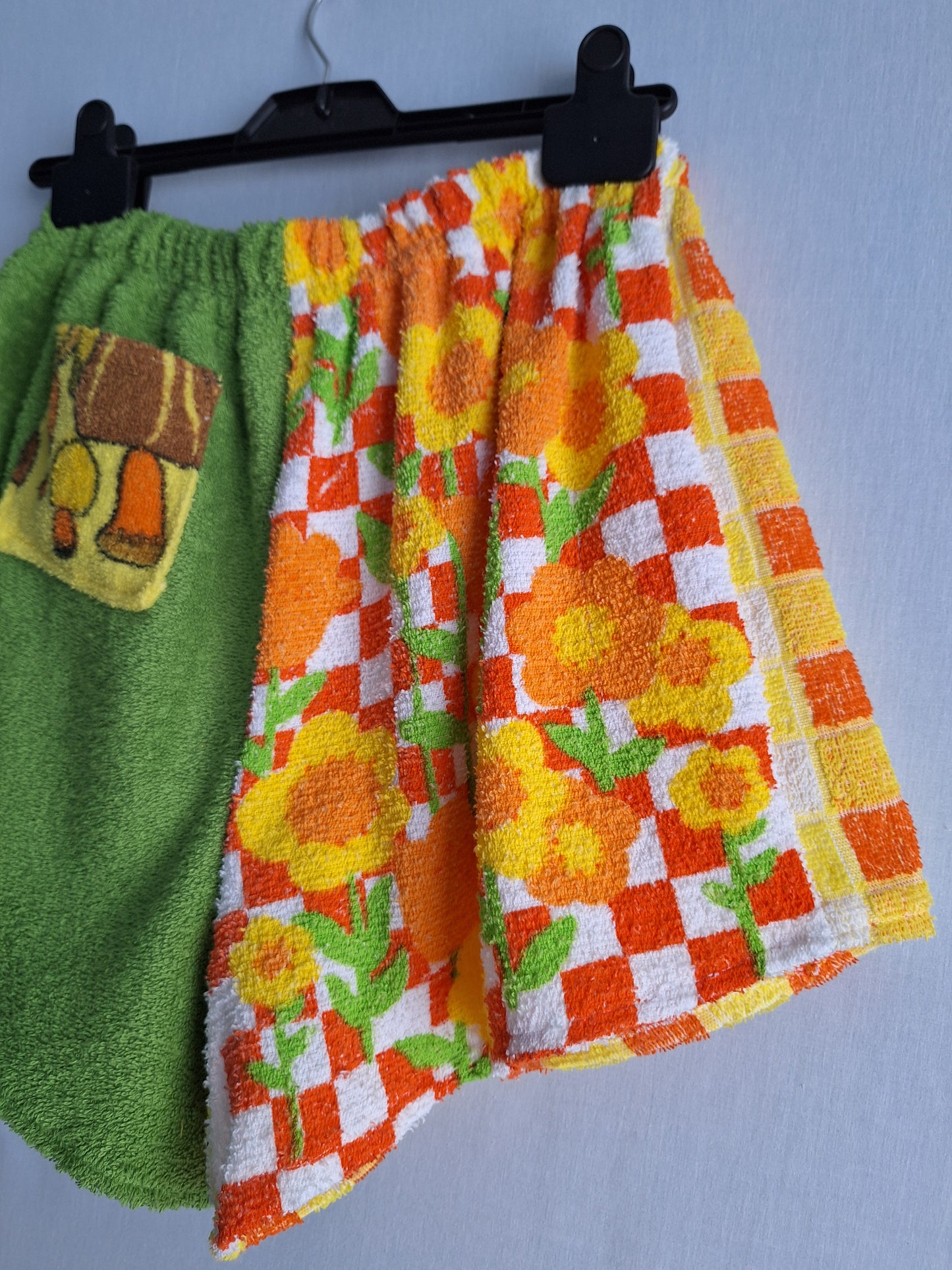 "SETAS & CUADROS" SHORTS 🍄 made with 3 vintage towels. FREE SHIPPING