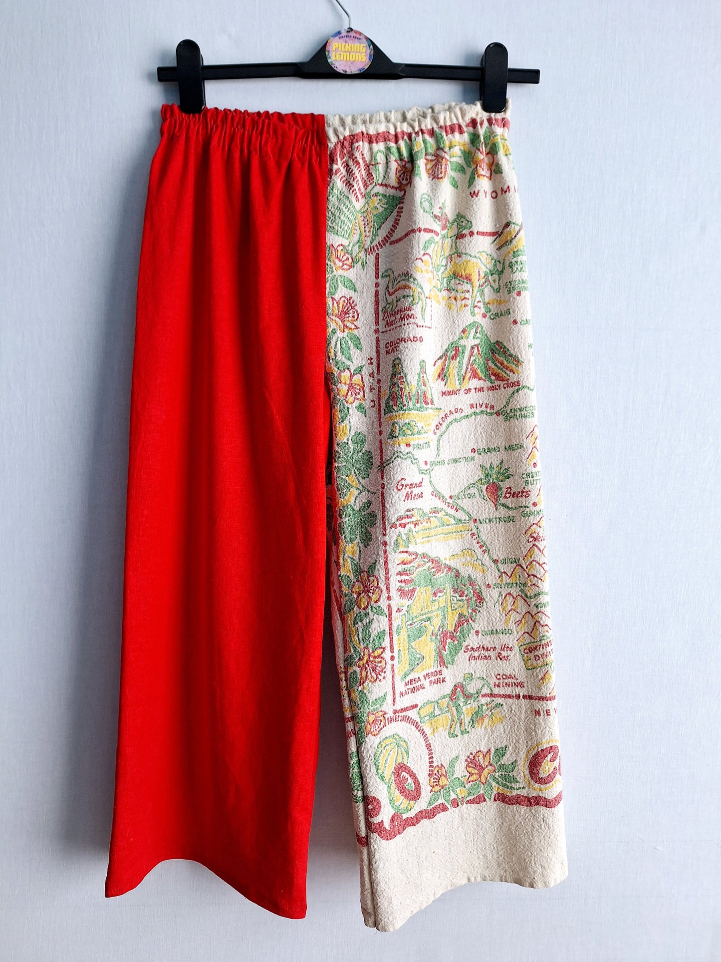 "COLORADO" 🇺🇸 LOUNGE PANTS. Made with 50's tablecloth. FREE SHIPPING!