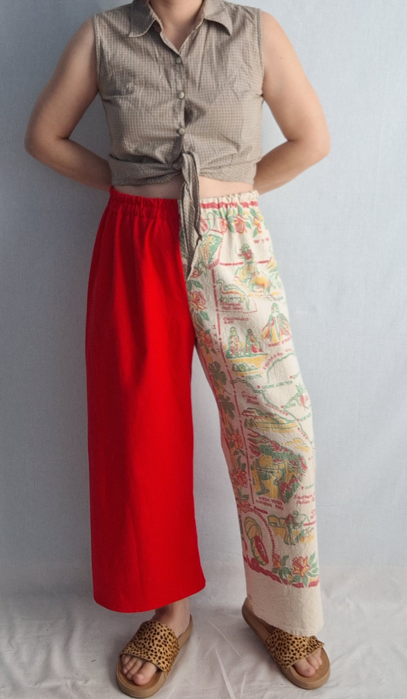 "COLORADO" 🇺🇸 LOUNGE PANTS. Made with 50's tablecloth. FREE SHIPPING!