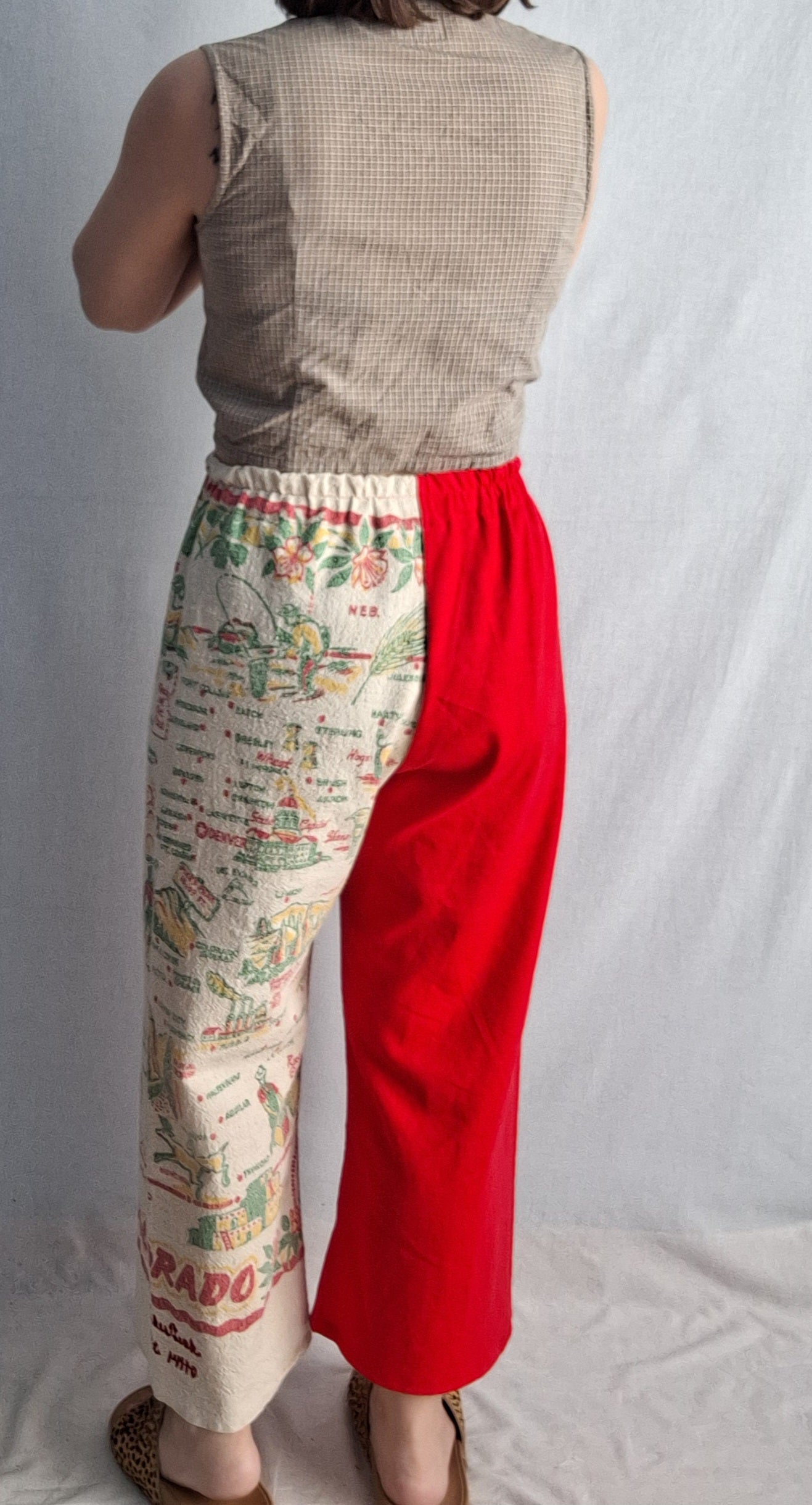 "COLORADO" 🇺🇸 LOUNGE PANTS. Made with 50's tablecloth. FREE SHIPPING!