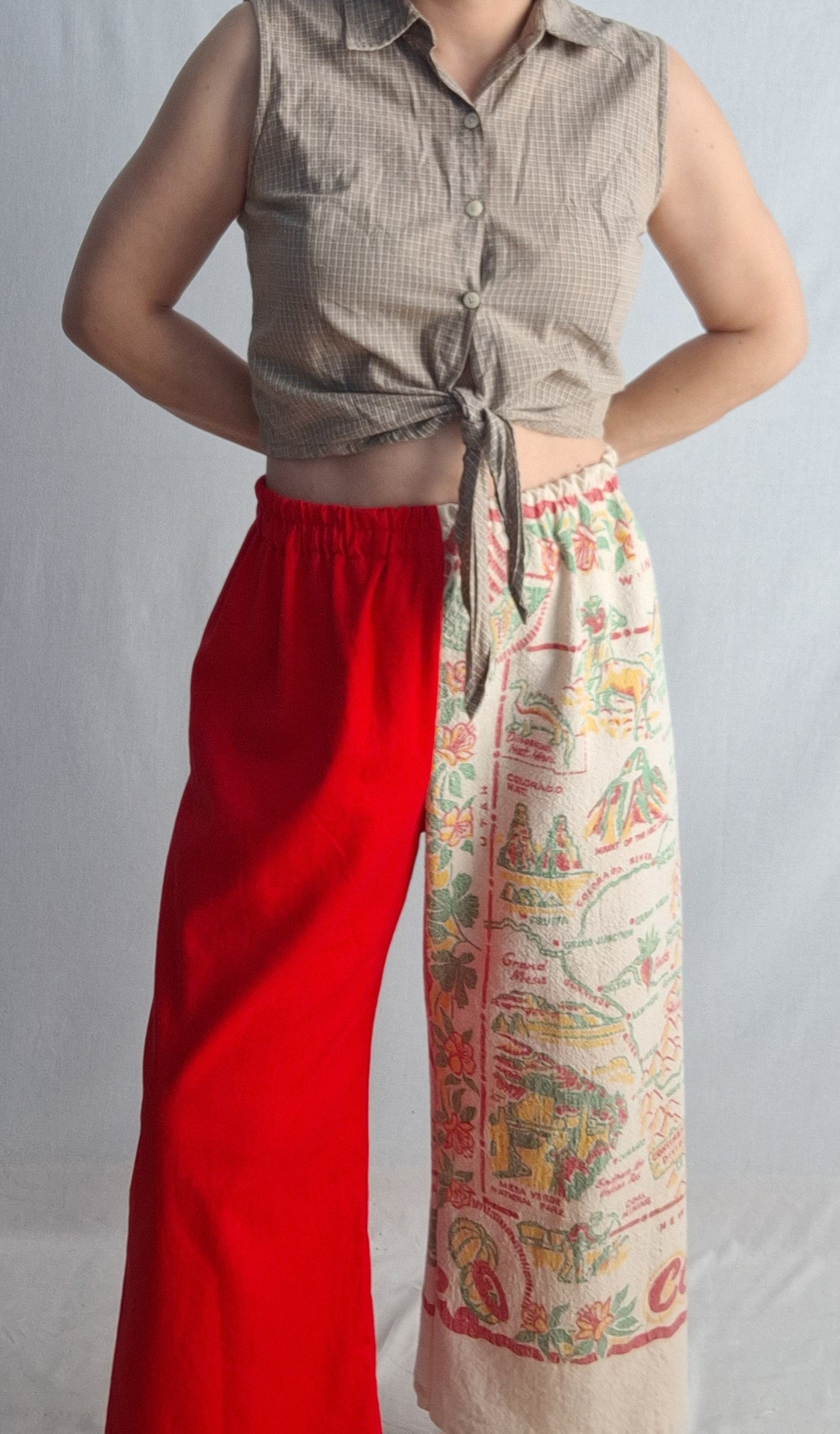 "COLORADO" 🇺🇸 LOUNGE PANTS. Made with 50's tablecloth. FREE SHIPPING!