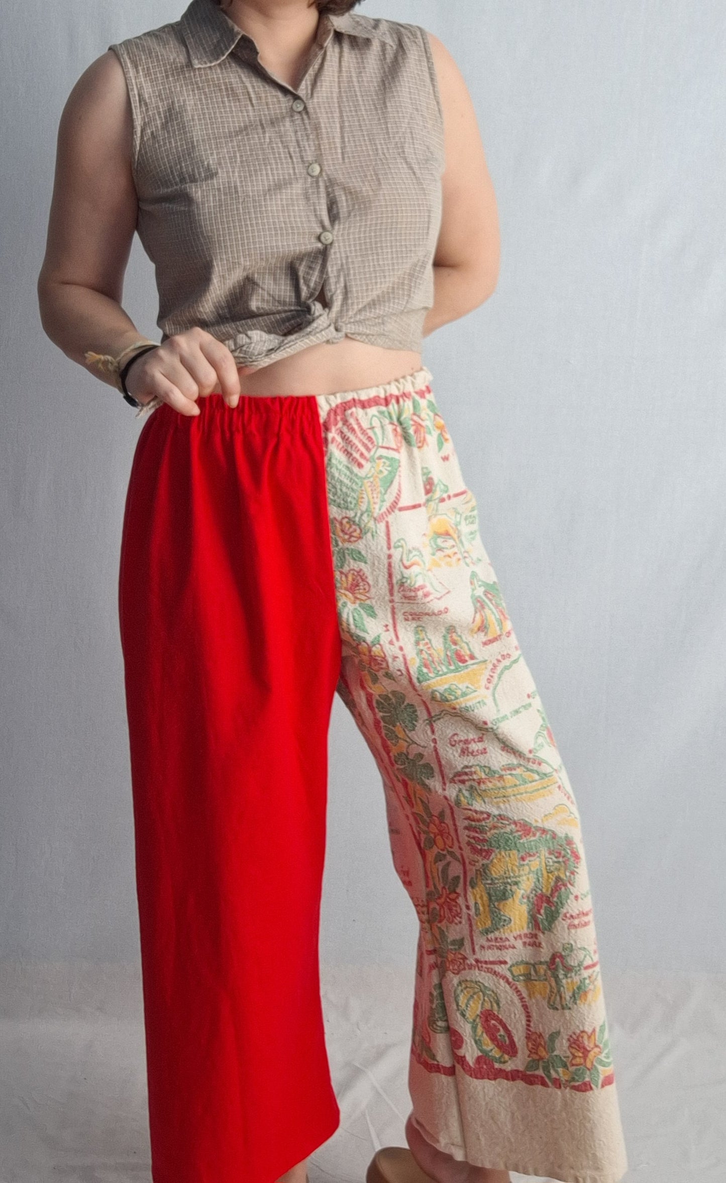 "COLORADO" 🇺🇸 LOUNGE PANTS. Made with 50's tablecloth. FREE SHIPPING!