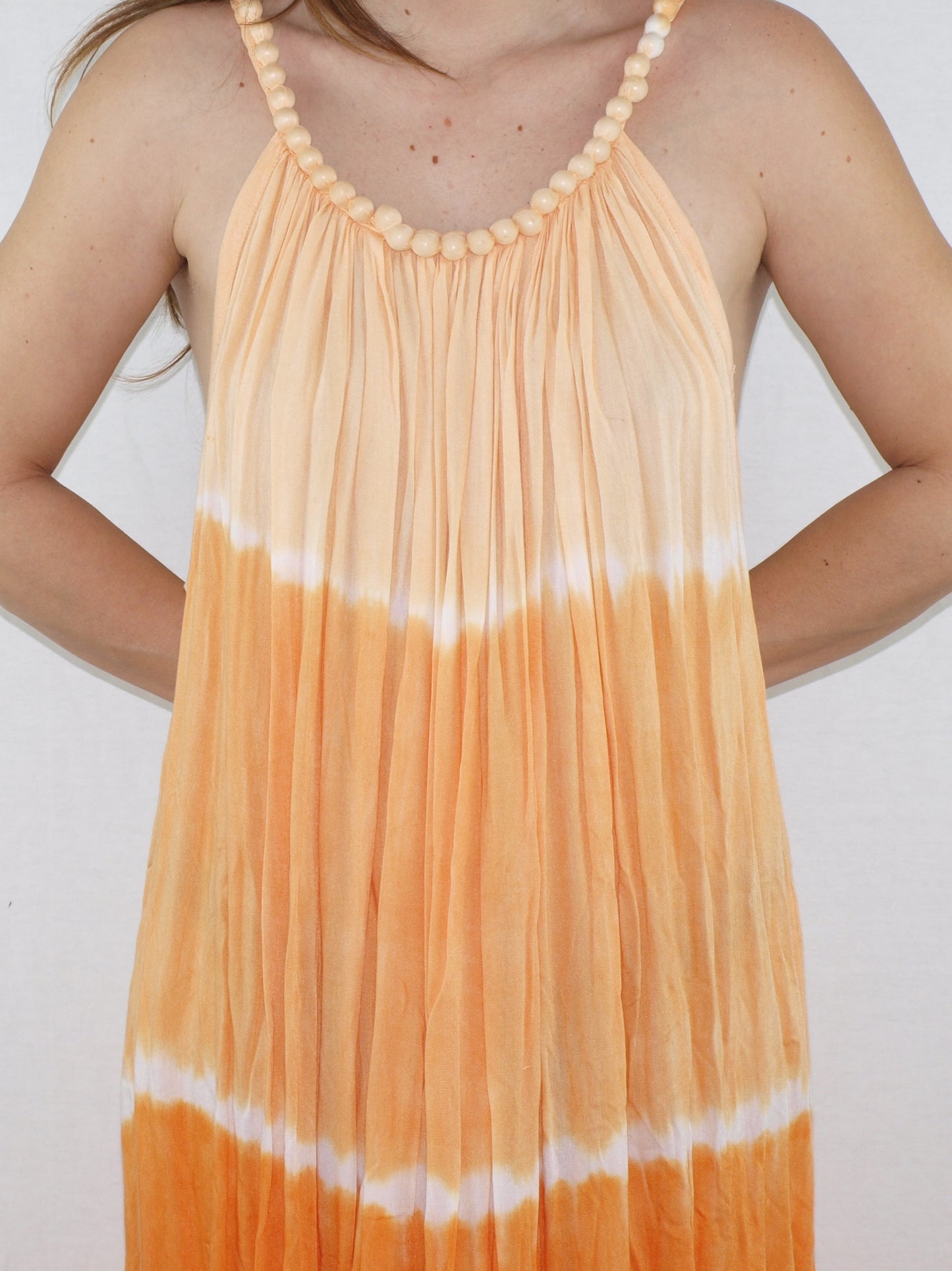 Vintage RAYON dress TYE-DYED draped APRICOT