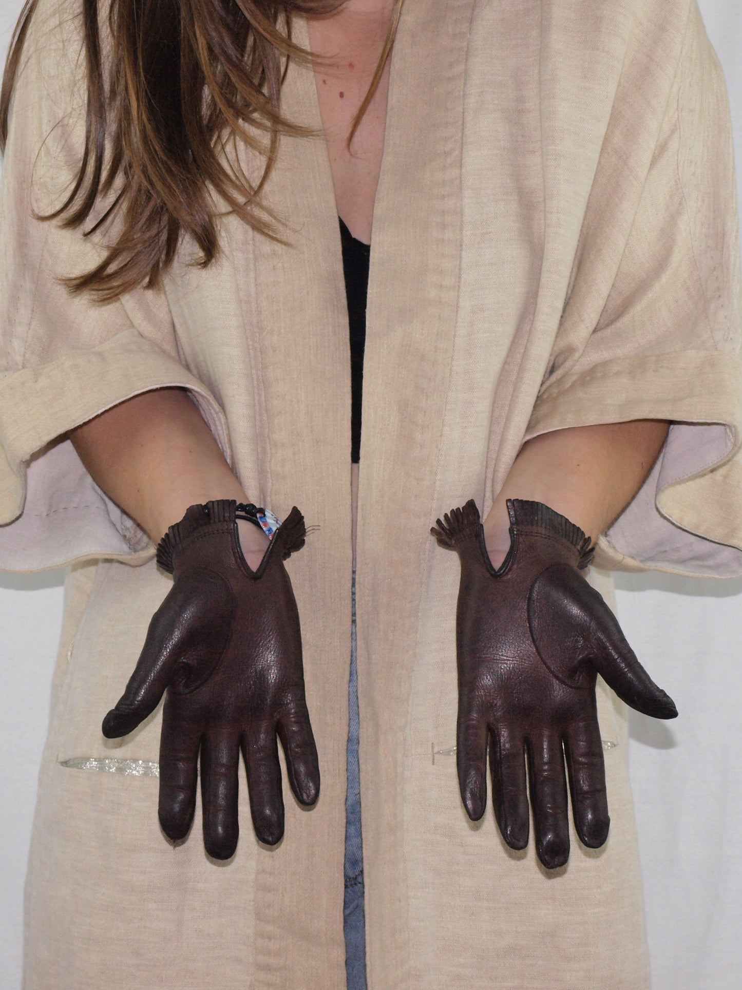 Vintage BUTTERY LEATHER gloves CHESTNUT