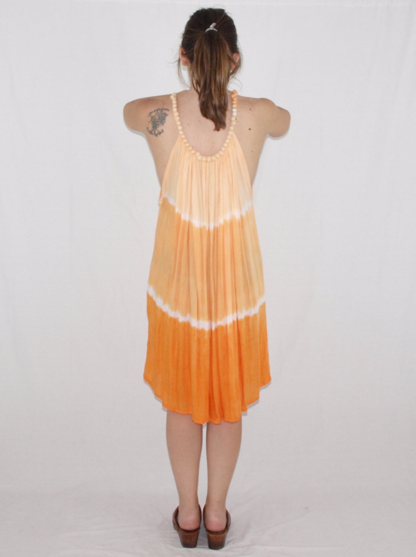 Vintage RAYON dress TYE-DYED draped APRICOT