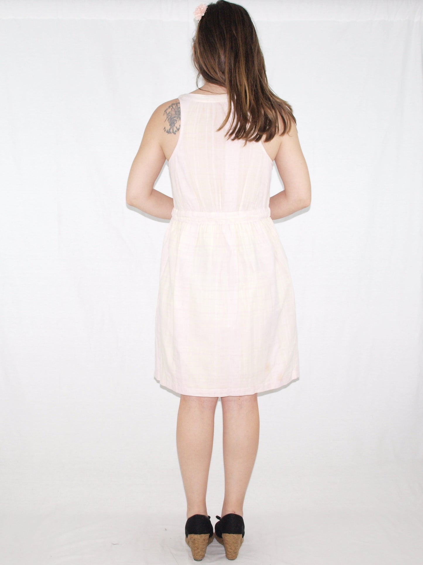 Vintage SESSUN dress PALE PINK + VANILLA madras