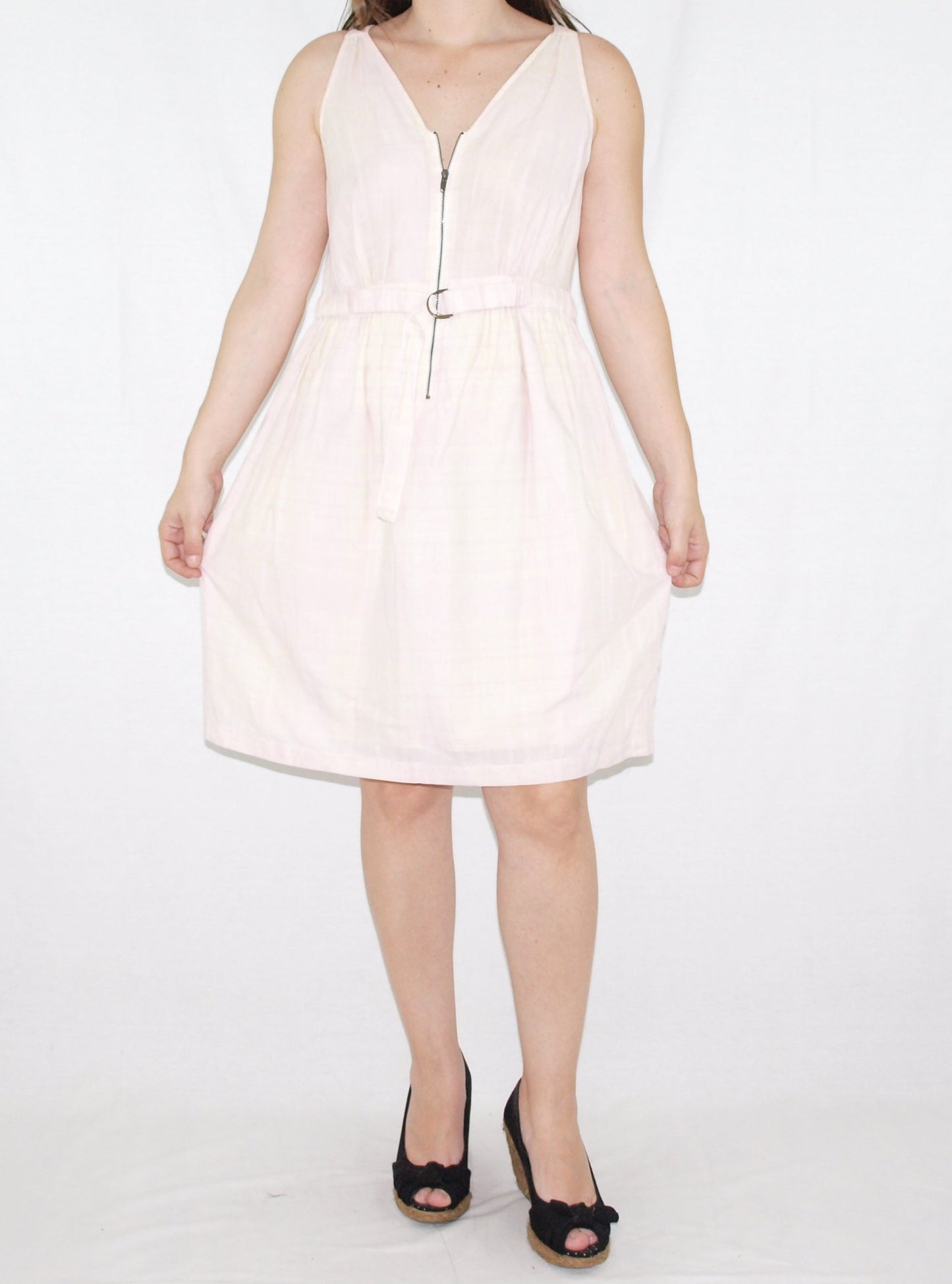 Vintage SESSUN dress PALE PINK + VANILLA madras