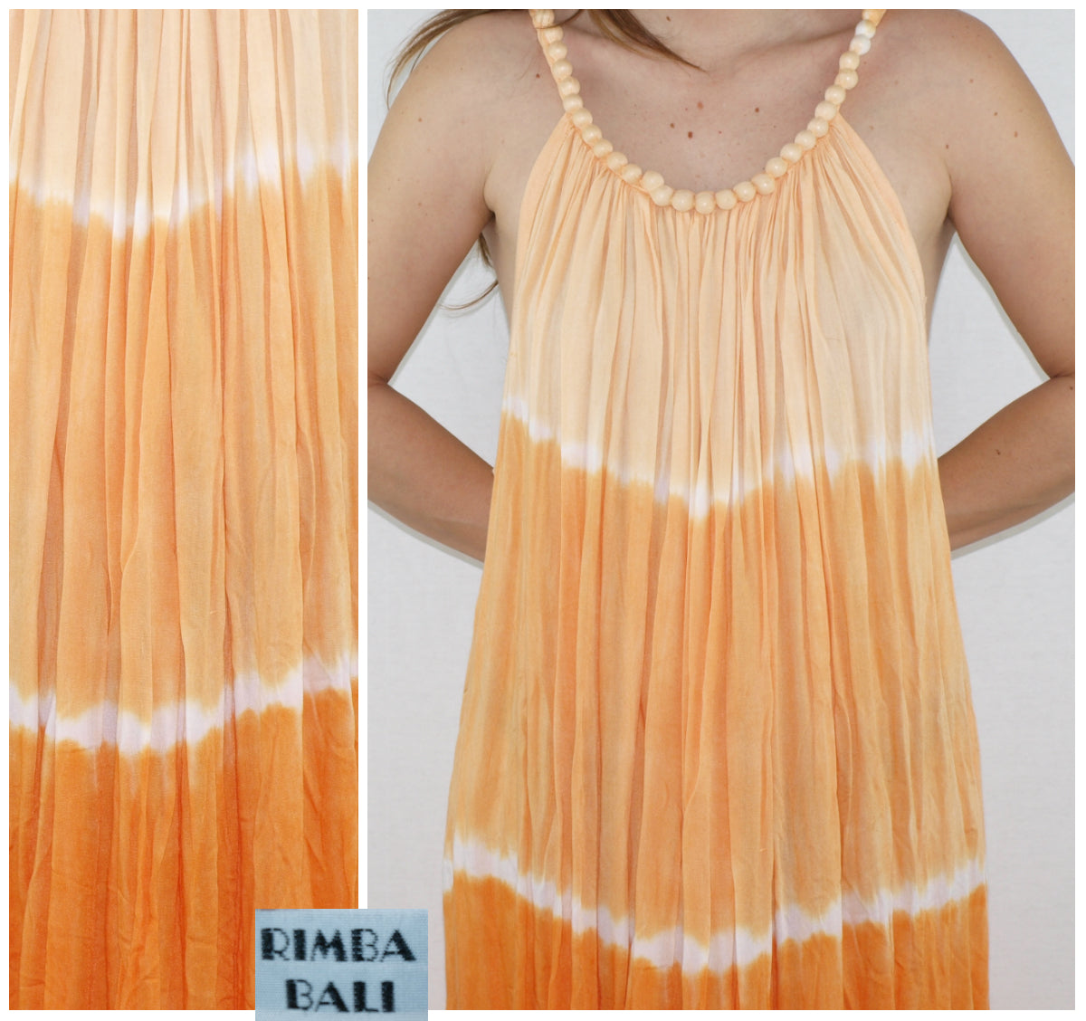 Vintage RAYON dress TYE-DYED draped APRICOT