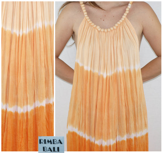 Vintage RAYON dress TYE-DYED draped APRICOT