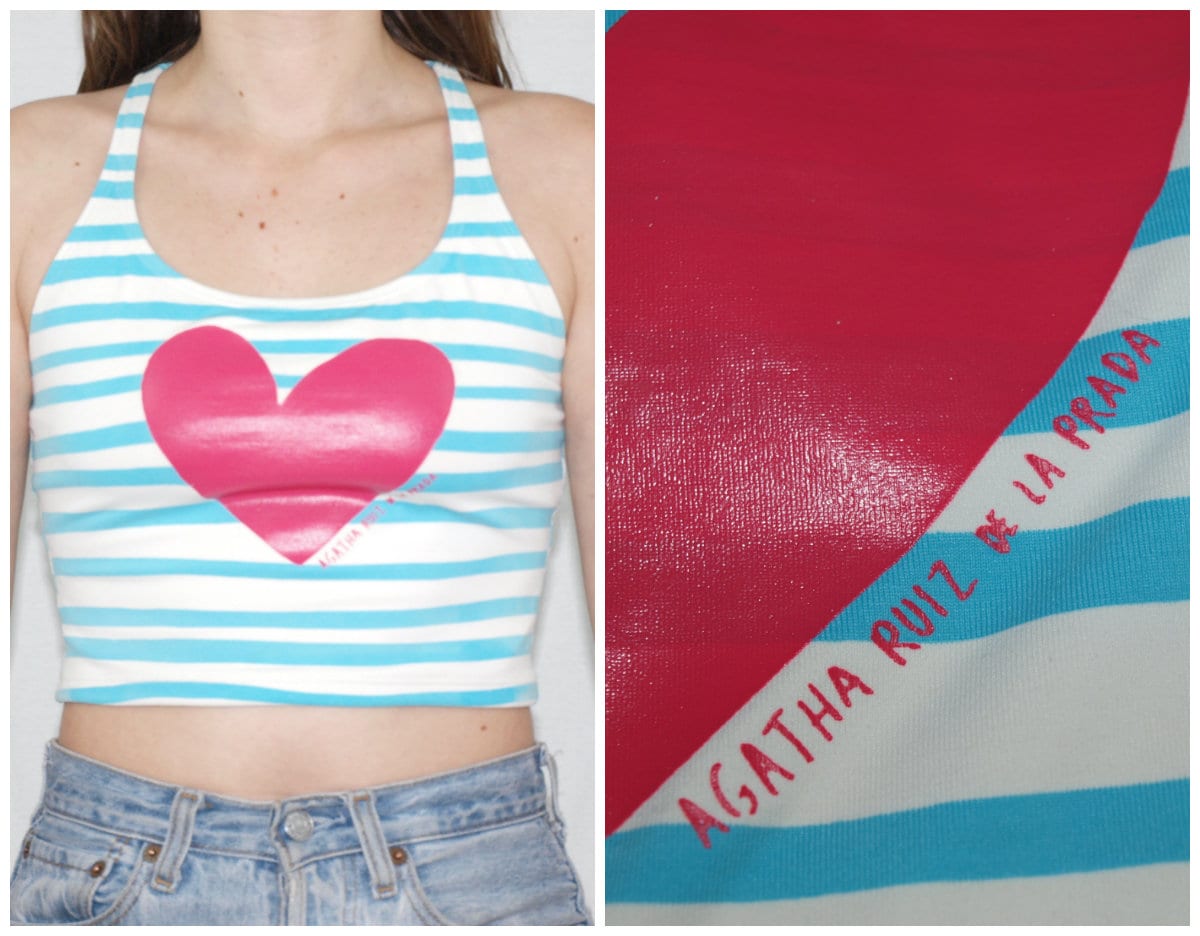 Vintage AGATHA RUIZ de la PRADA cropped top mitic heart design made in spain