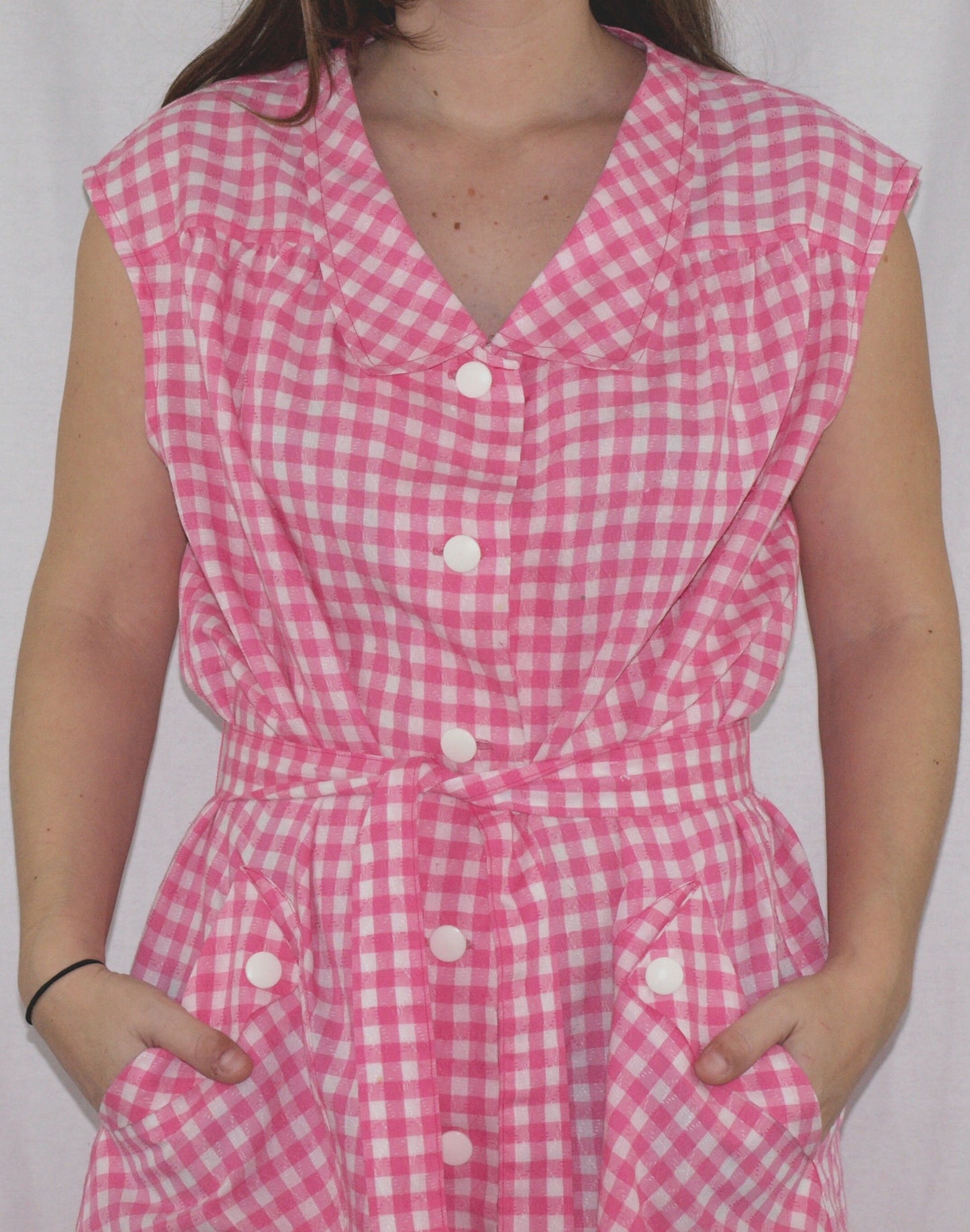 Vintage 70's shirtdress MADE in SPAIN pink Vichy gingham El Corte Ingles