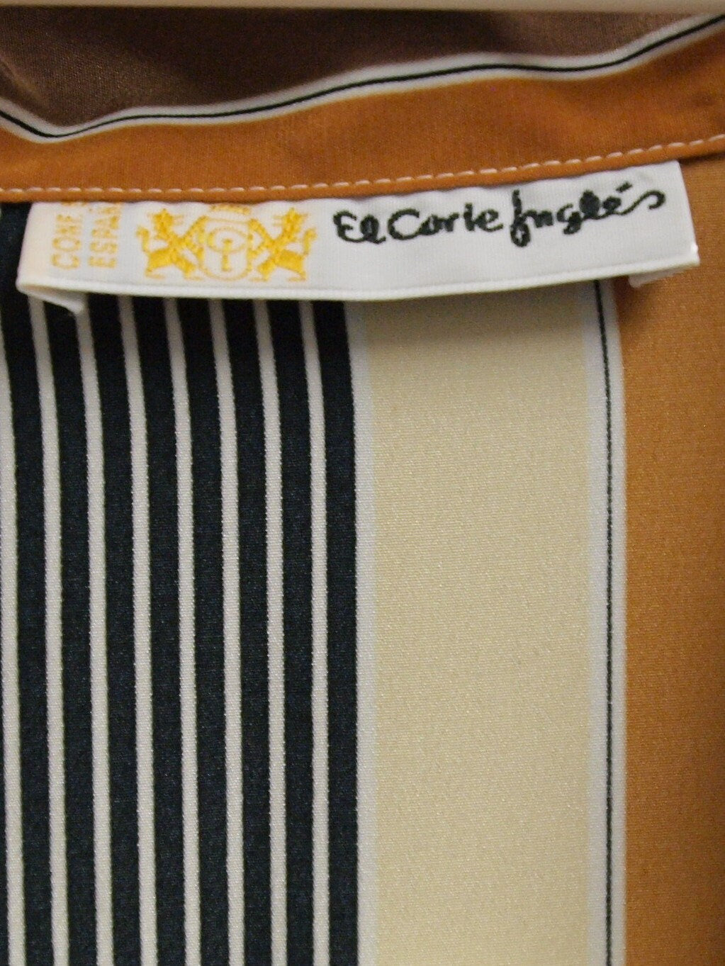 Vintage EL CORTE INGLES tunic dress RELAXED FIT draped OCHRE STRIPES made in spain