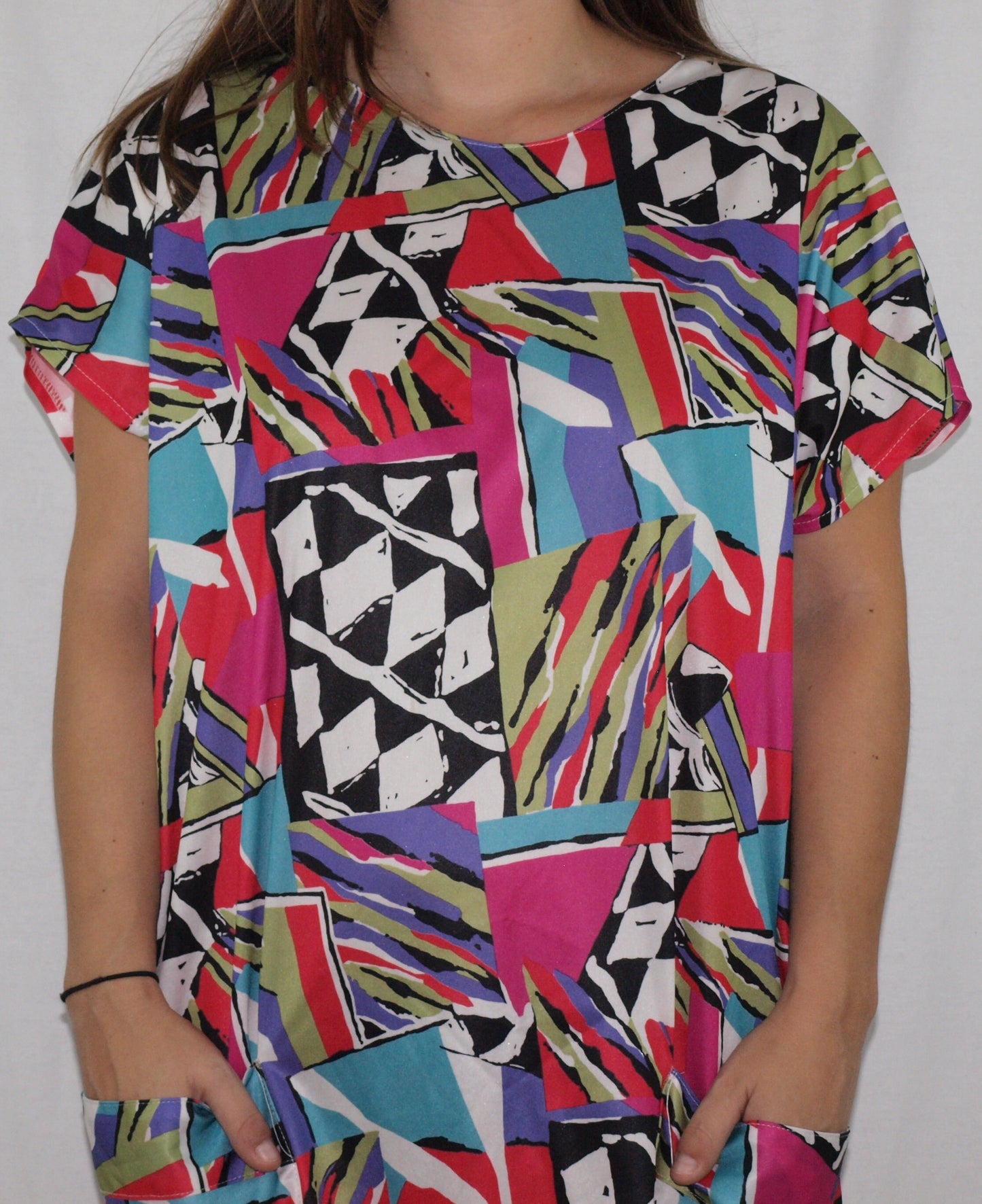 Vintage TUNIC DRESS colorful geometric