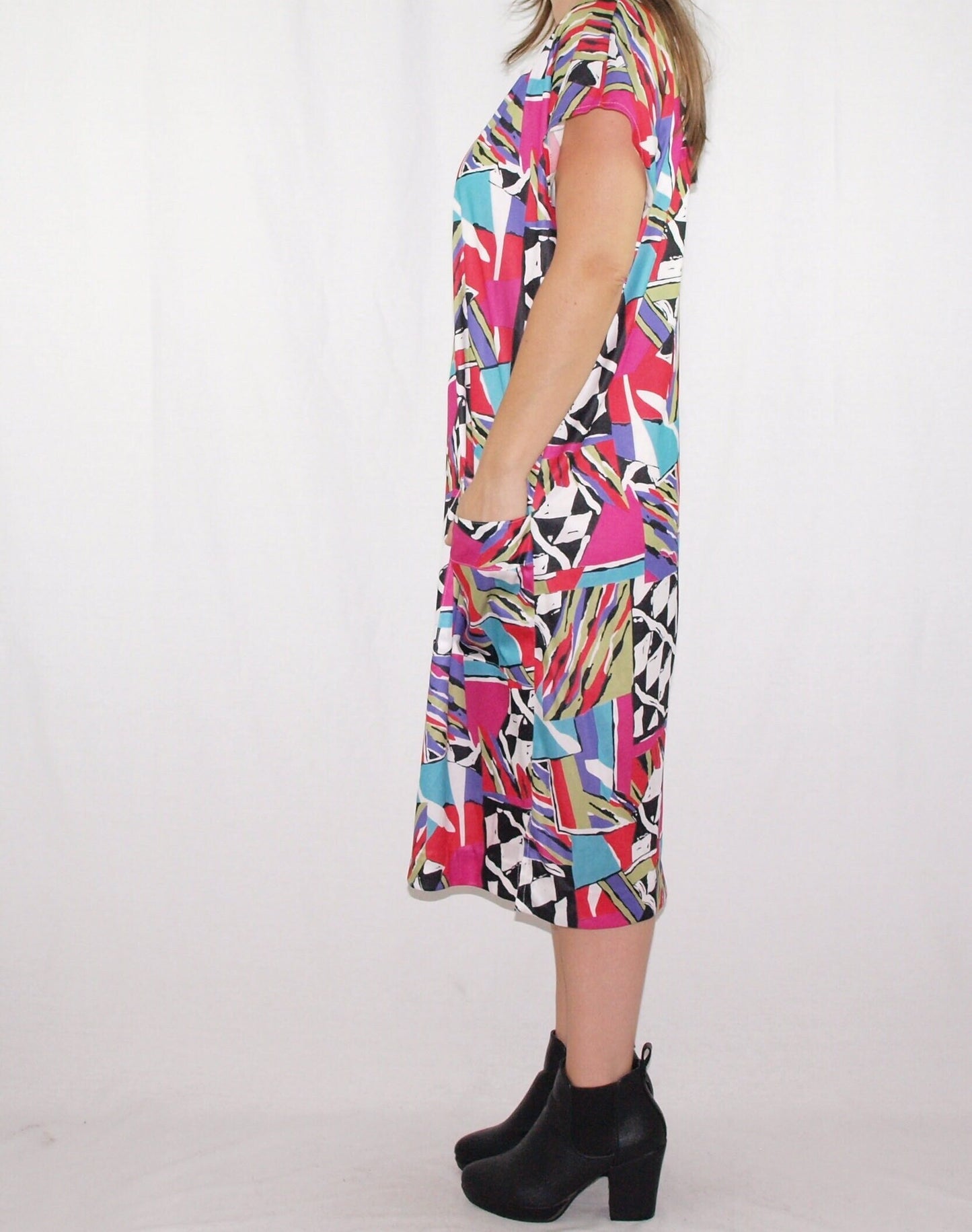 Vintage TUNIC DRESS colorful geometric