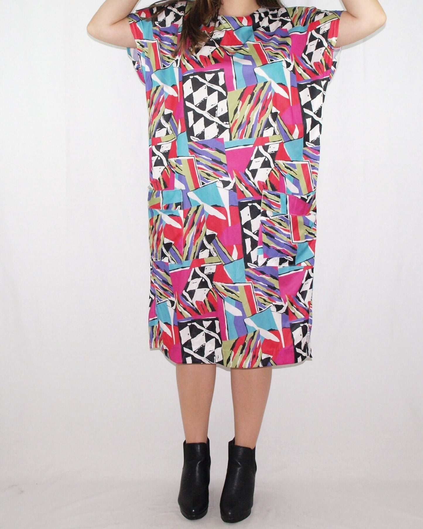 Vintage TUNIC DRESS colorful geometric