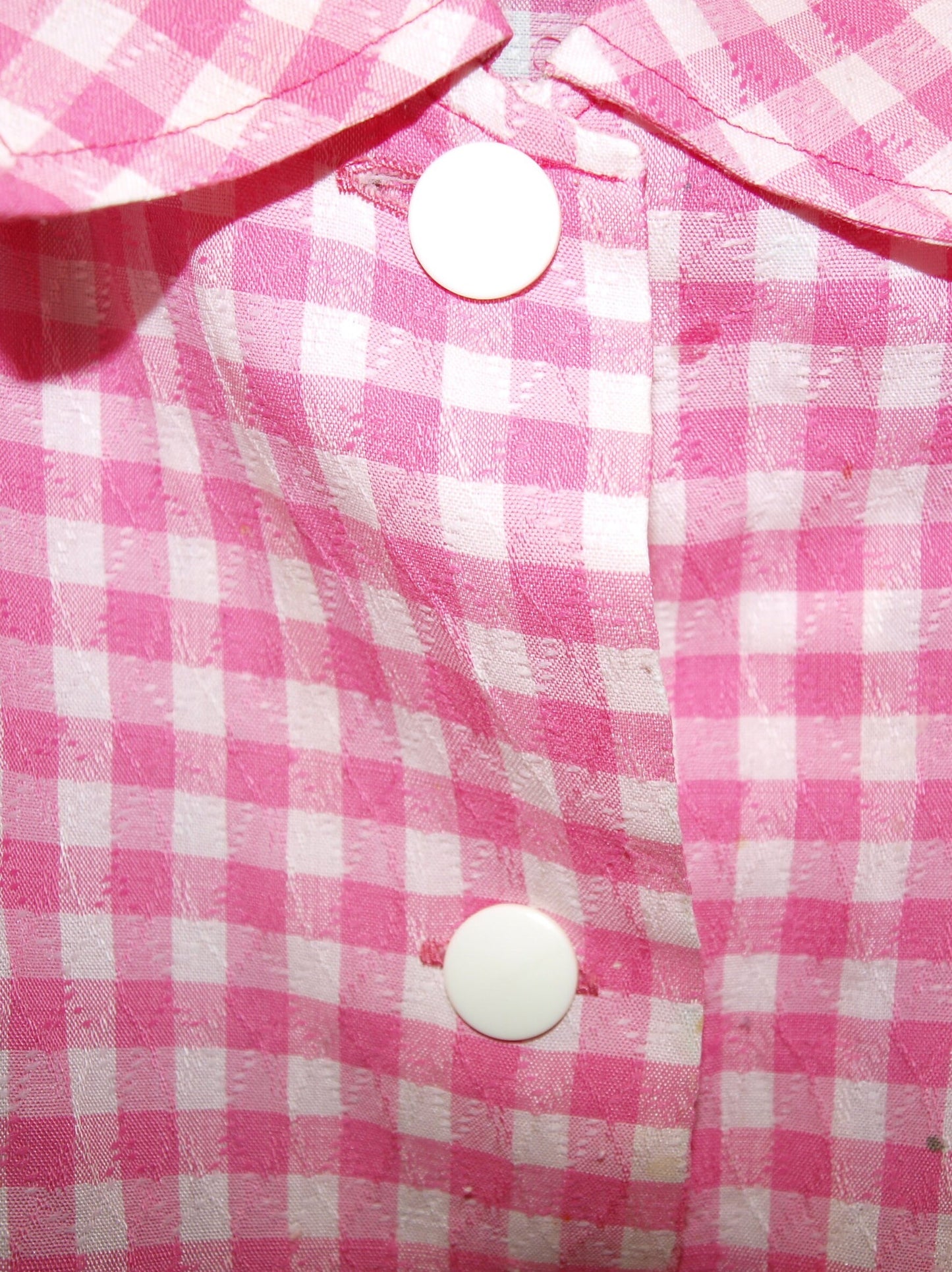 Vintage 70's shirtdress MADE in SPAIN pink Vichy gingham El Corte Ingles