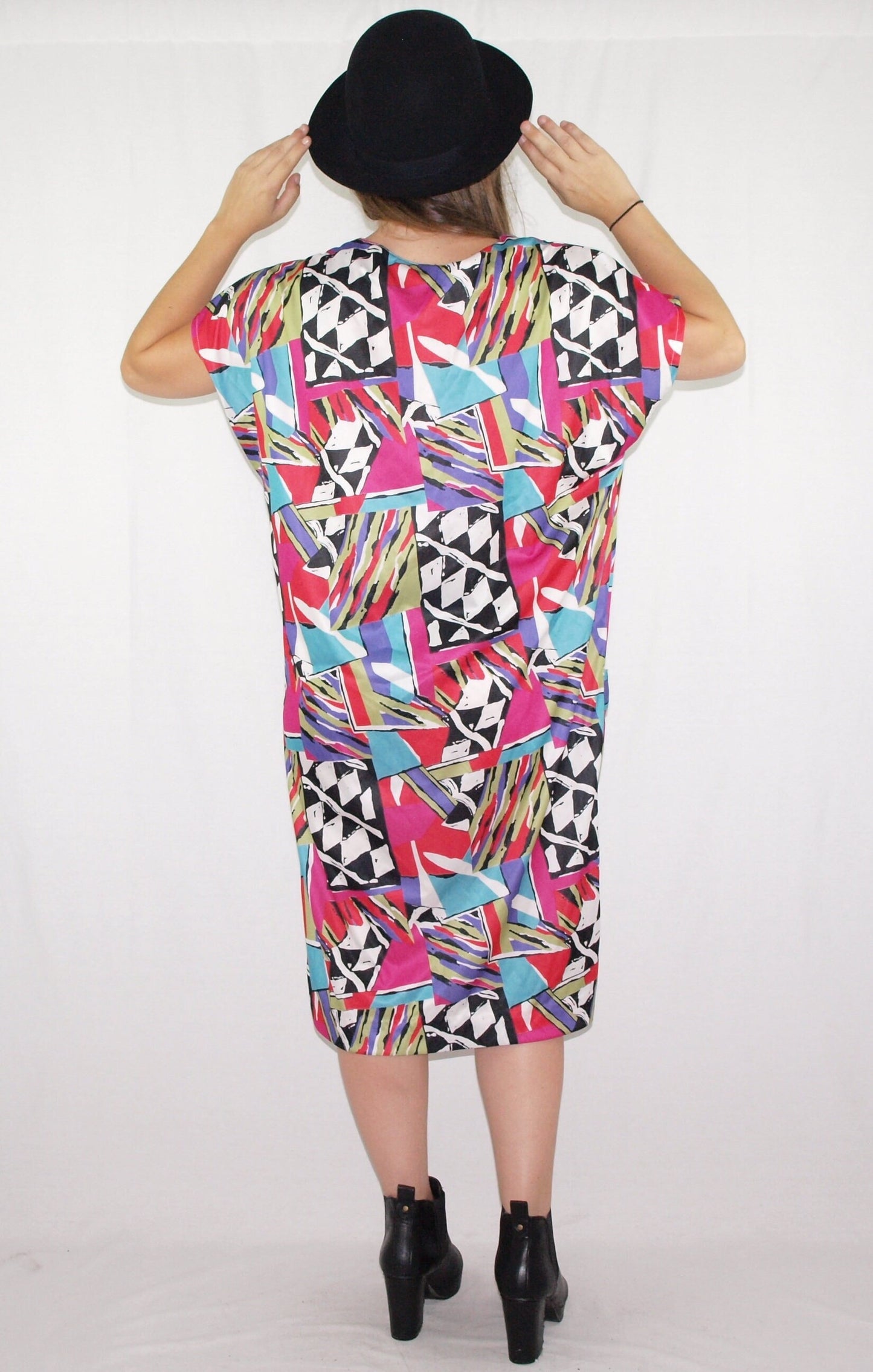 Vintage TUNIC DRESS colorful geometric