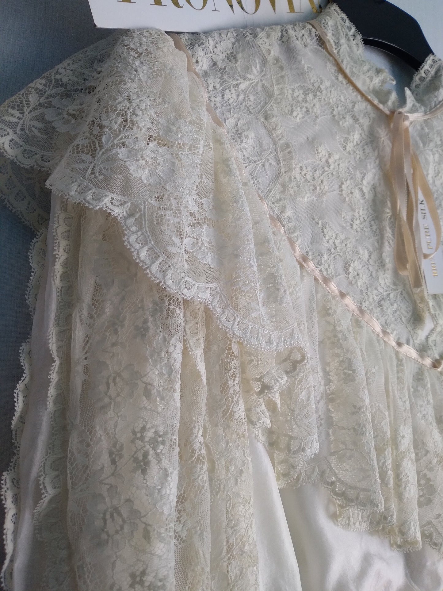 Vintage 60's Nuevo con etiquetas PRONOVIAS vestido novia 100% PURA SEDA