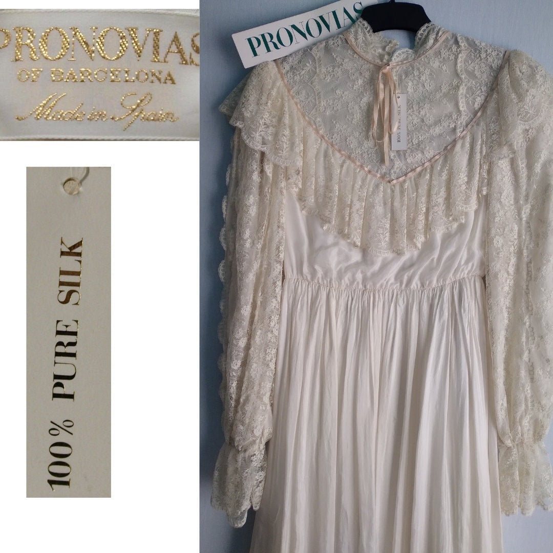 Vintage 60's Nuevo con etiquetas PRONOVIAS vestido novia 100% PURA SEDA